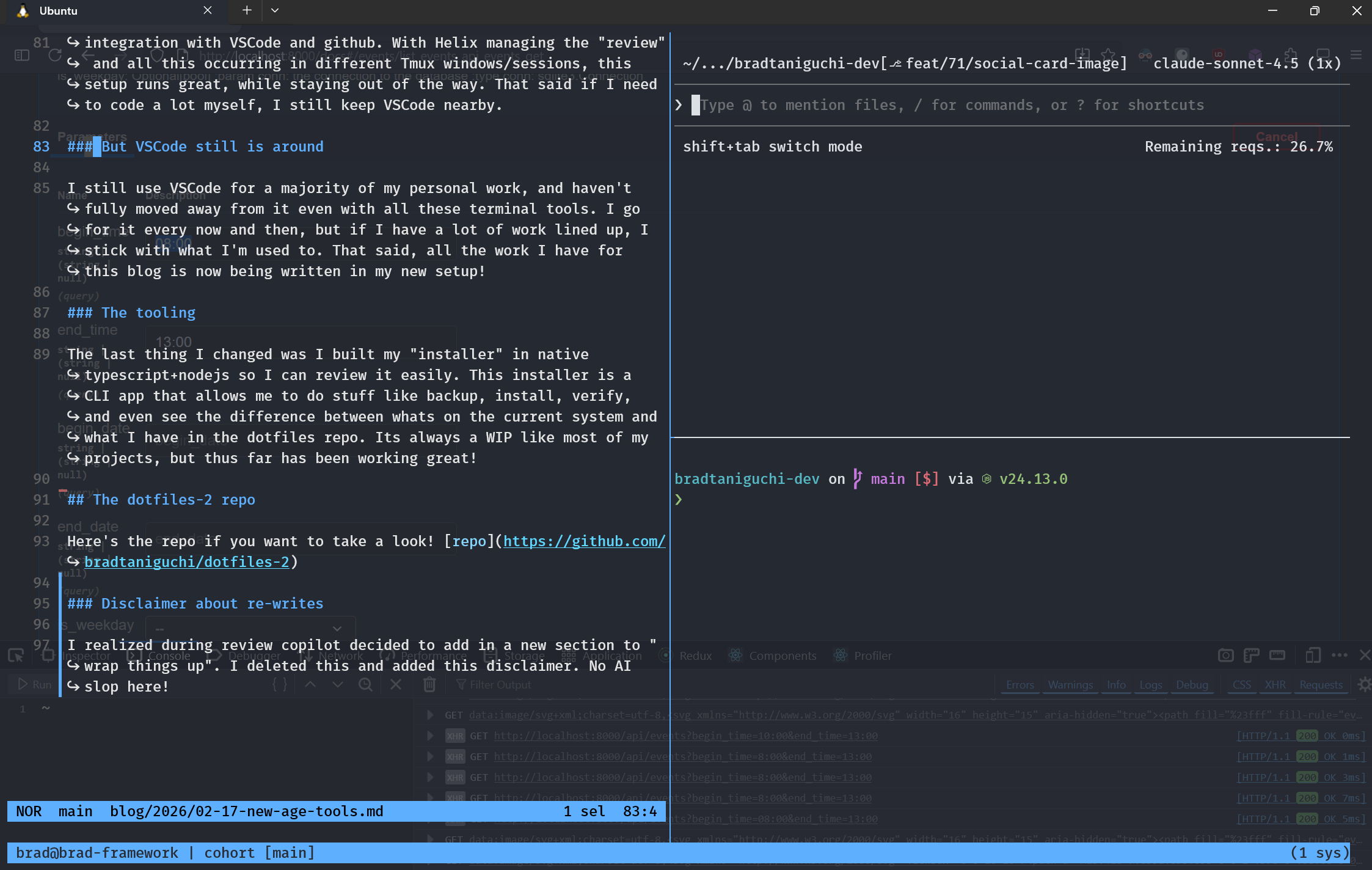 tmux and helix setup